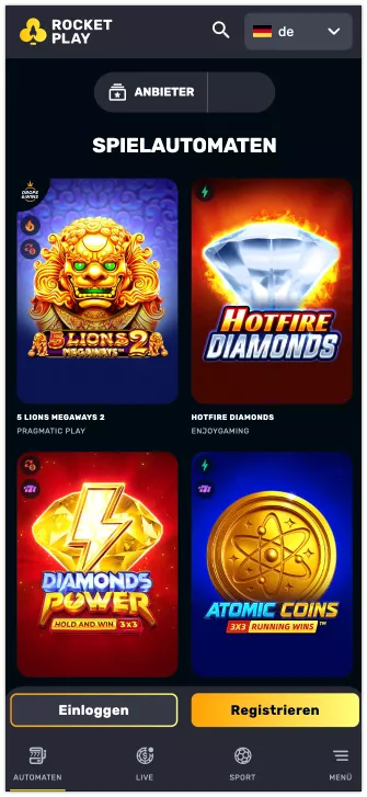 Rocketplay mobilen spielautomaten