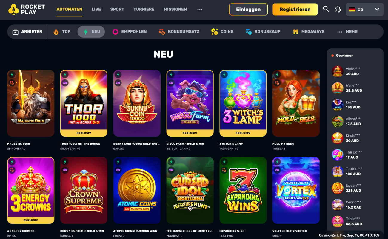 Rocketplay neuheiten spielekategorien
