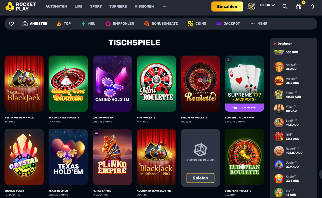 Rocketplay tischspiele
